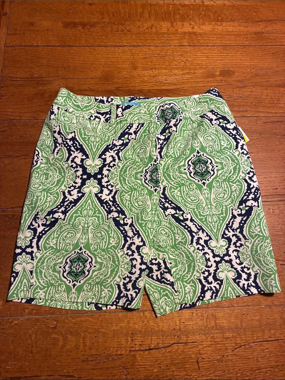 J. McLaughlin Green and Navy Paisley-Print shorts